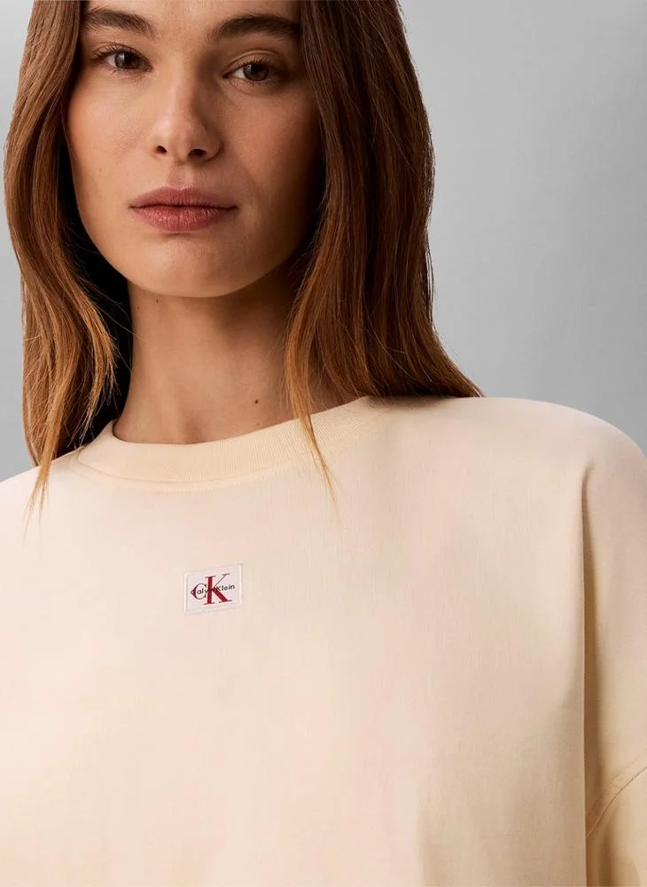 Calvin Klein Jeans  Oversized Cotton Badge T-shirt for Women | Best Price UAE