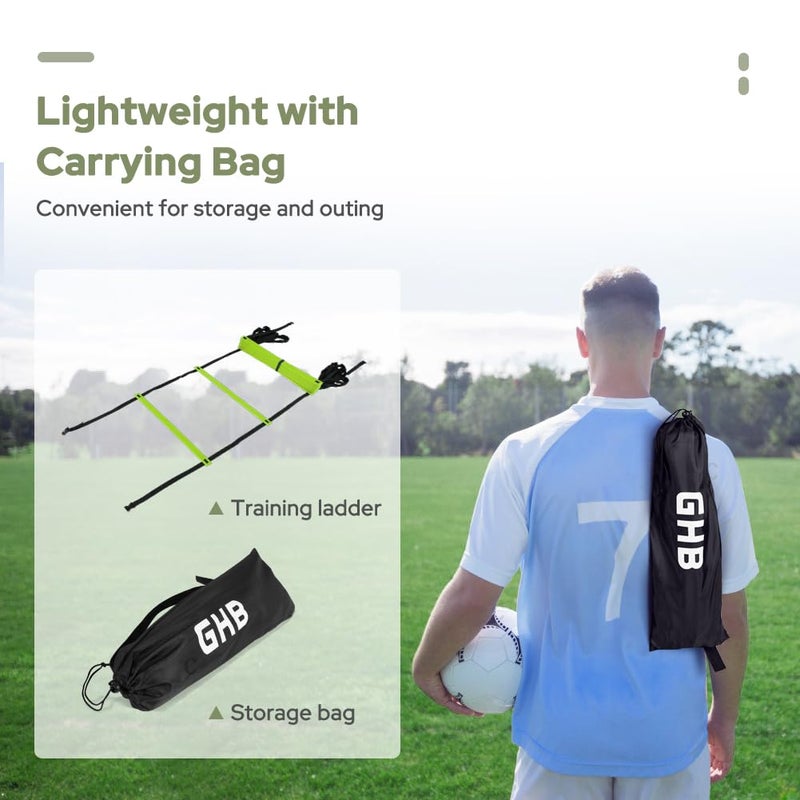 GHB Pro Agility Ladder 2 Pack Agility Training Ladder Speed 12 Rung 20ft with Carrying Bag (Green) - Image 5