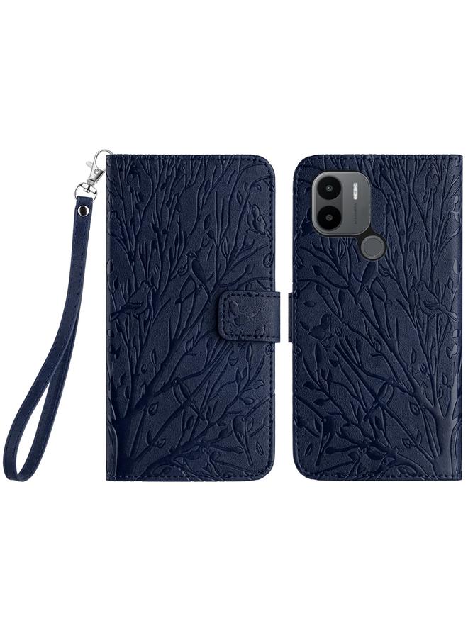 Case For Xiaomi Redmi A1+ / A2+ Tree Birds Embossed Pattern Leather Phone Case