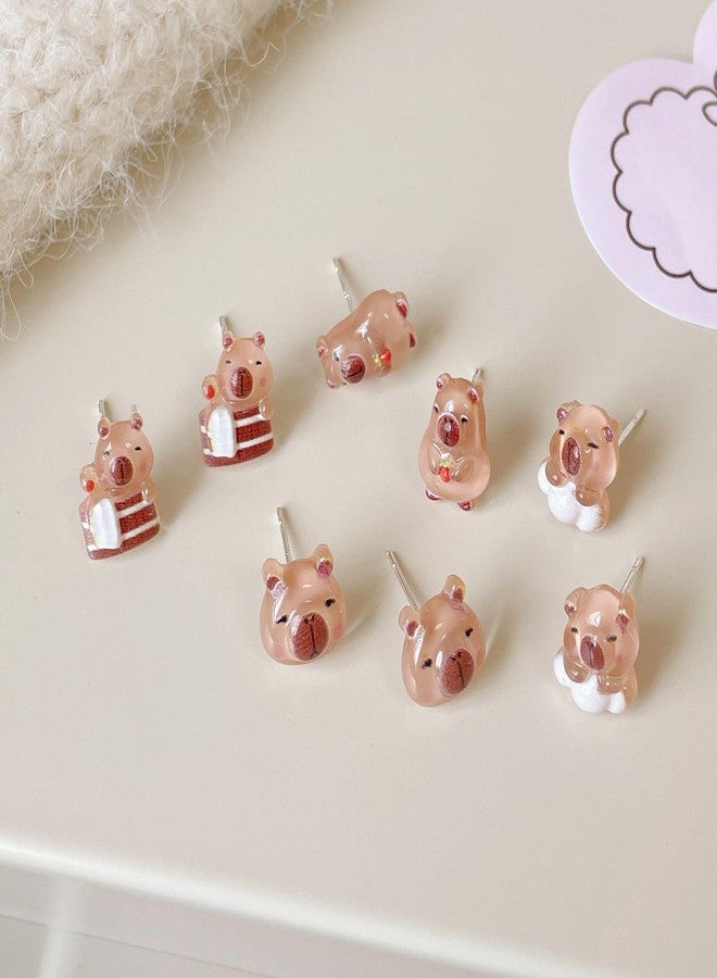 TUCEWP 6Pcs Cute Capybara for Women Earrings Capybara Gifts Acrylic 3D Lifelike Capybara Stud Earrings Kawaii Capybara Jewelry Gifts Lovely Christmas Birthday Gifts Capybara Stuff for Capybara Lovers - Image 4