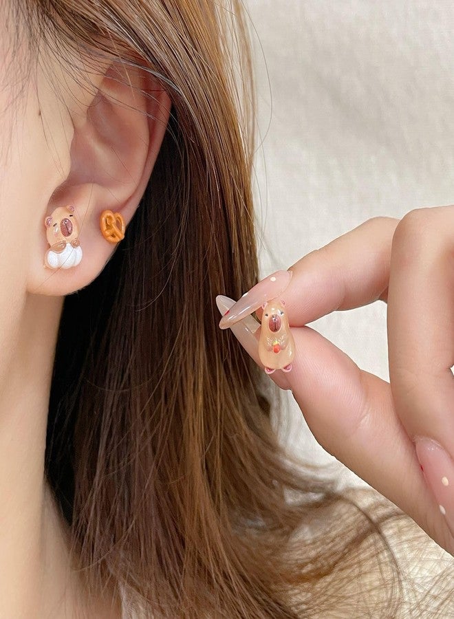 TUCEWP 6Pcs Cute Capybara for Women Earrings Capybara Gifts Acrylic 3D Lifelike Capybara Stud Earrings Kawaii Capybara Jewelry Gifts Lovely Christmas Birthday Gifts Capybara Stuff for Capybara Lovers - Image 2