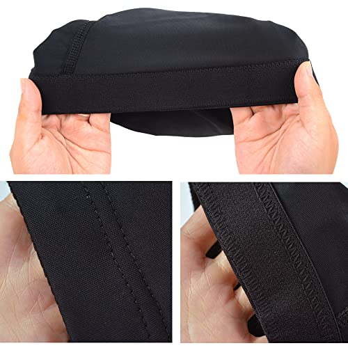 YTBYT 3 Pcs Dome Cap Wig Caps for Making Wig Stretchy Wig Cap with Wide Elastic Band (Black Dome Cap L) - Image 4