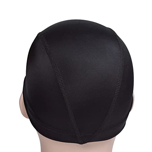 YTBYT 3 Pcs Dome Cap Wig Caps for Making Wig Stretchy Wig Cap with Wide Elastic Band (Black Dome Cap L) - Image 3