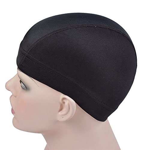 YTBYT 3 Pcs Dome Cap Wig Caps for Making Wig Stretchy Wig Cap with Wide Elastic Band (Black Dome Cap L) - Image 2