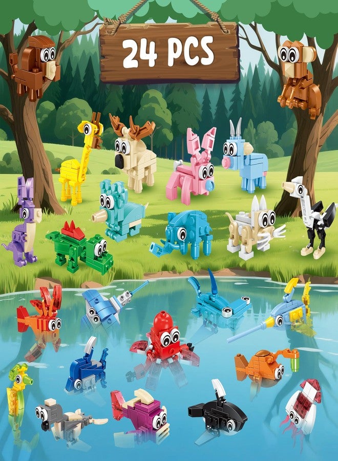 DMIGHT 24 Packs Animal Party Favors for Kids, Mini Animal Building Block Toy Set for Goodie Bag Fillers Classroom Prizes Easter Birthday Children's Day for Boys Girls Student Ages 6+ - Image 2