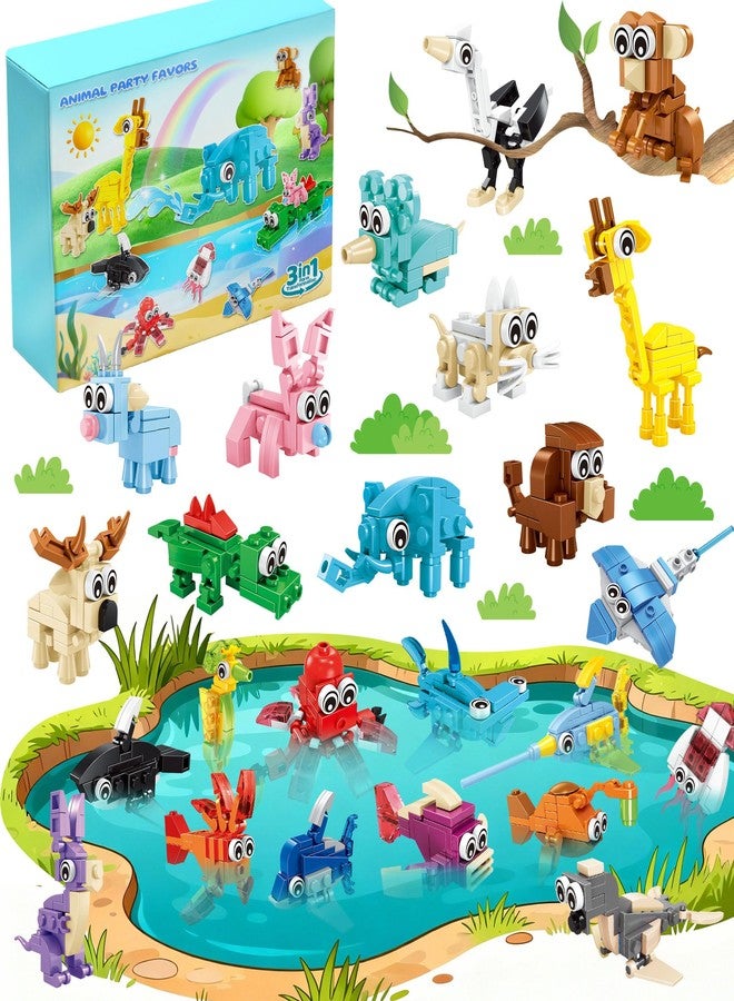 DMIGHT 24 Packs Animal Party Favors for Kids, Mini Animal Building Block Toy Set for Goodie Bag Fillers Classroom Prizes Easter Birthday Children's Day for Boys Girls Student Ages 6+ - Image 1