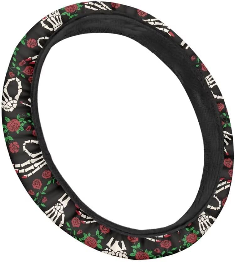 Car Steering Wheel Cover for Women and Men,Non-Slip Breathable Steering Wheel,Universal 14.5"-15" Fit for Cars and SUVs(Red Nail Palm) - Image 3