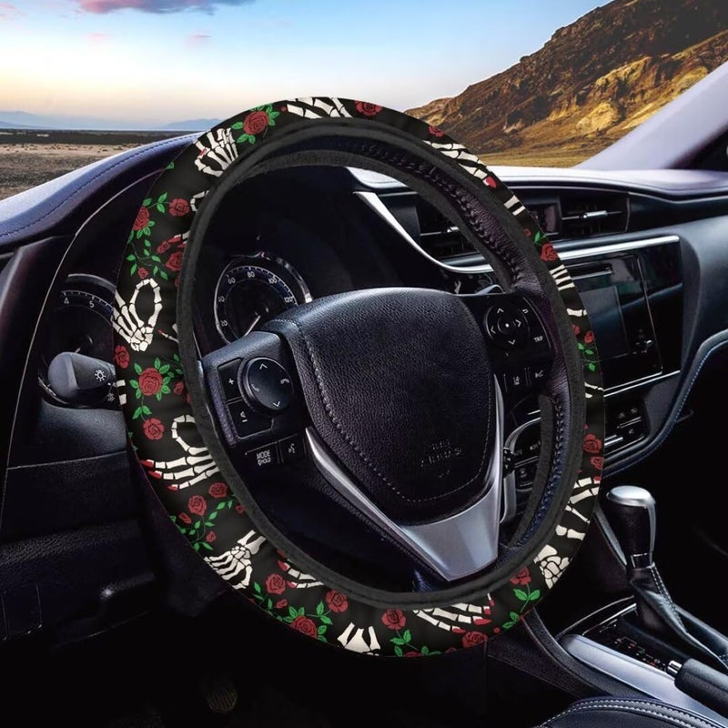 Car Steering Wheel Cover for Women and Men,Non-Slip Breathable Steering Wheel,Universal 14.5"-15" Fit for Cars and SUVs(Red Nail Palm) - Image 1