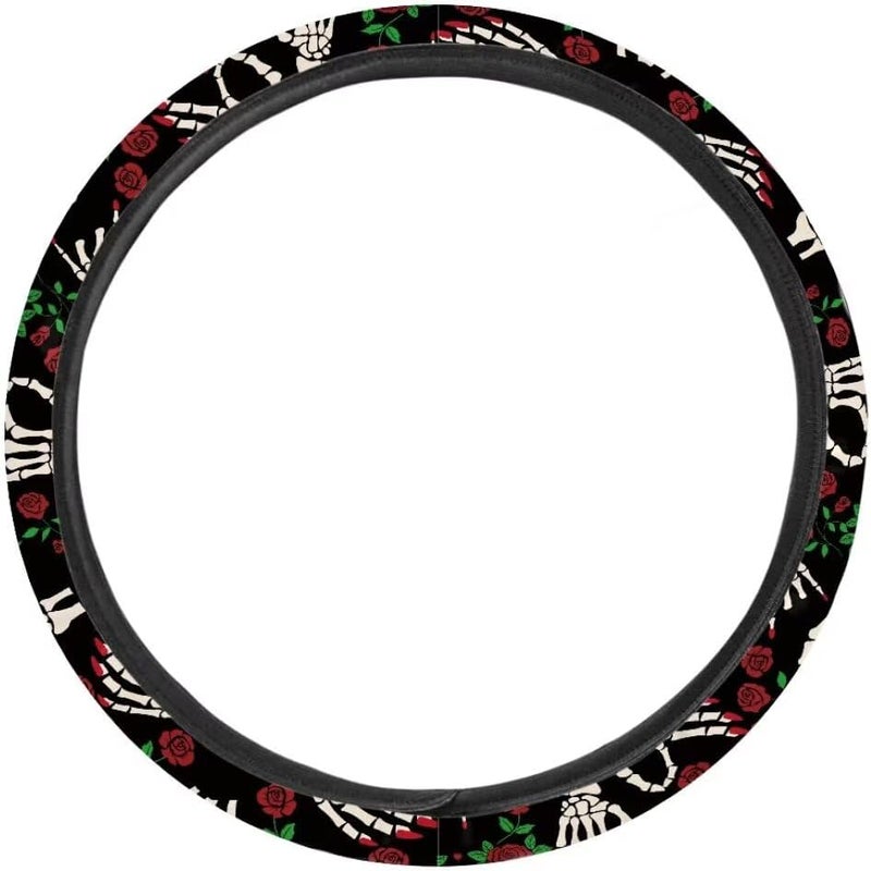 Car Steering Wheel Cover for Women and Men,Non-Slip Breathable Steering Wheel,Universal 14.5"-15" Fit for Cars and SUVs(Red Nail Palm) - Image 2