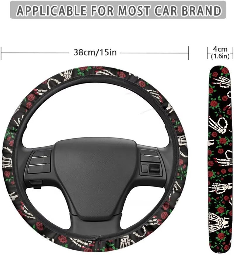 Car Steering Wheel Cover for Women and Men,Non-Slip Breathable Steering Wheel,Universal 14.5"-15" Fit for Cars and SUVs(Red Nail Palm) - Image 5