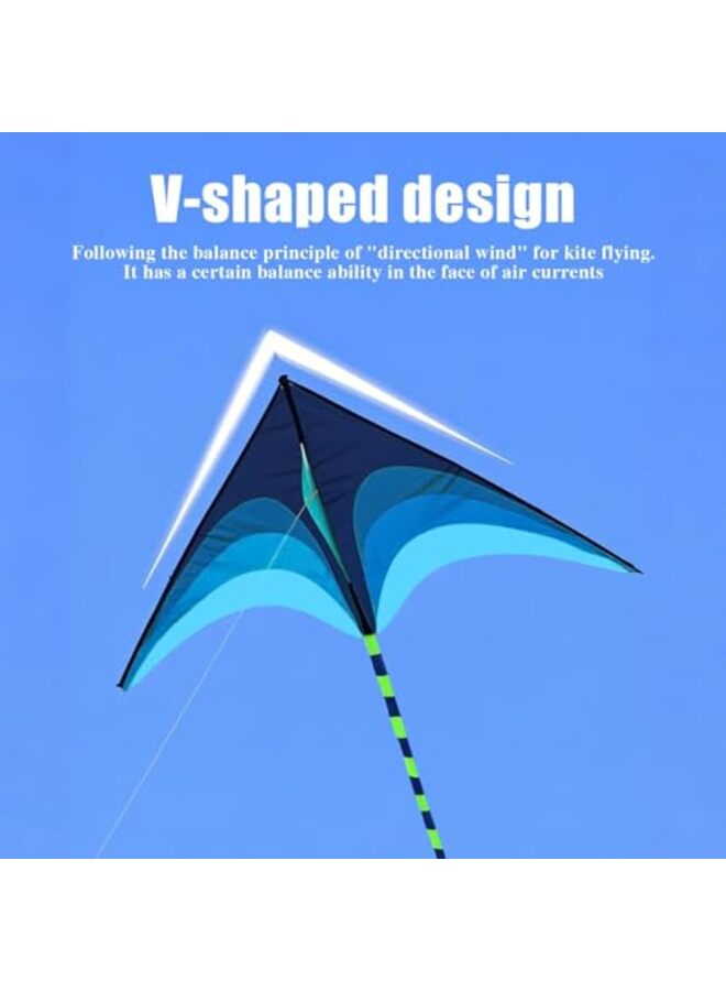 Delta Kite for for All Ages, Easy to Fly Large, The Easiest Single Line Beach Kite Comes with 100M String Handle (Blue) - Image 3