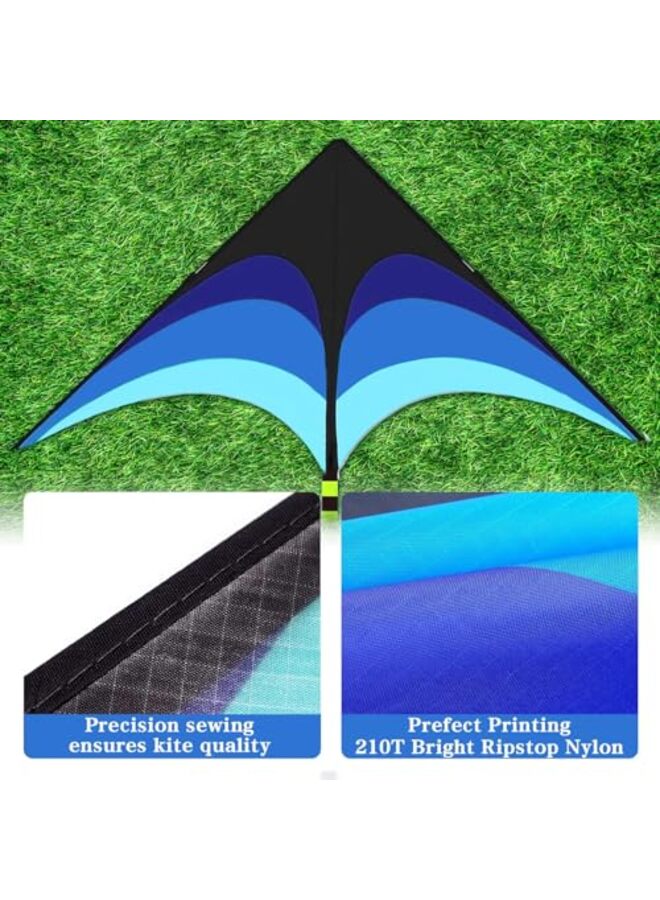 Delta Kite for for All Ages, Easy to Fly Large, The Easiest Single Line Beach Kite Comes with 100M String Handle (Blue) - Image 5