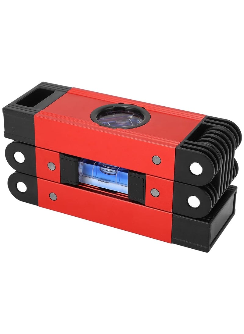 Foldable Level, Multiple Angle Corrosion Resistant High Accuracy Leveling Bubble 3 Sections Magnetic Folding Level Aluminum Alloy for Furniture Installation