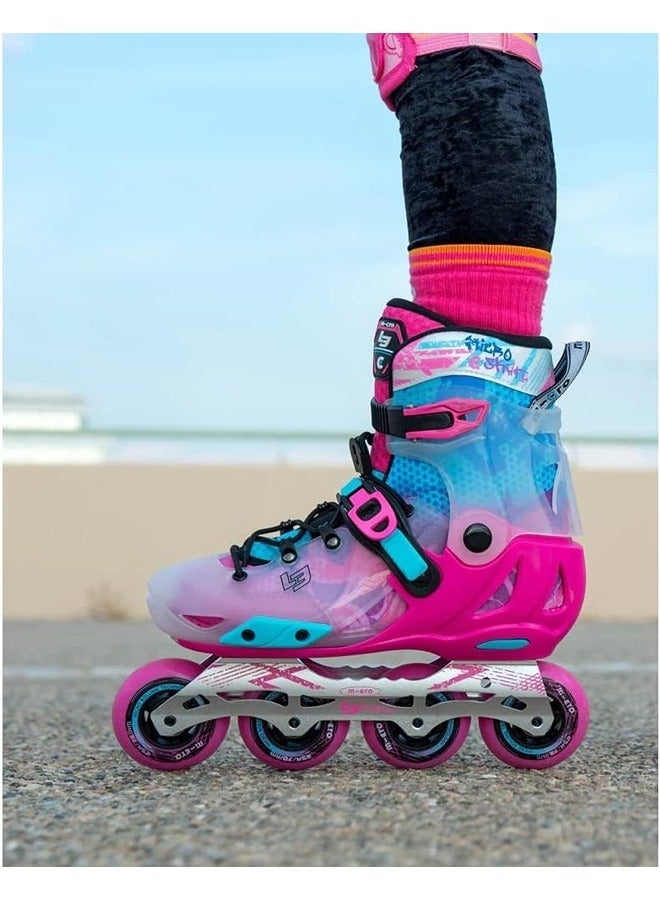 Micro زلاجات ديسكفري الوردية مع مجموعة الفرامل للأطفال (37-40) | زلاجات رولر قابلة للتعديل للأولاد والبنات | أحذية التزلج الخارجية للجنسين من 7 إلى 14 سنة | زلاجات للأطفال | التزلج الخارجي - Image 3
