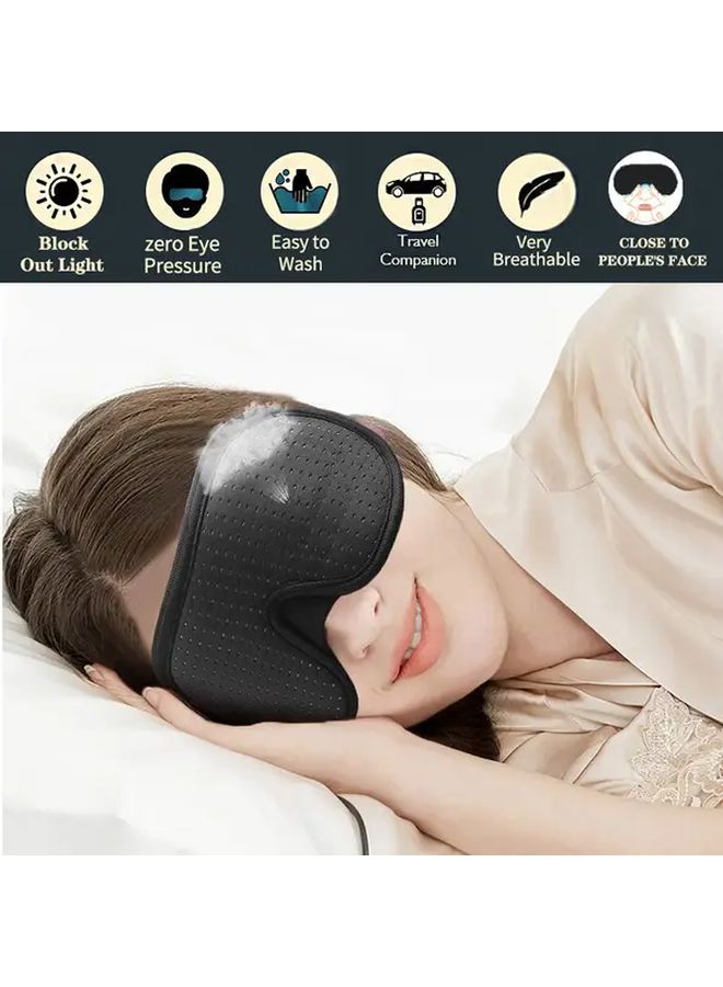 Gray 3D Contoured Sleep Eye Mask Breathable Sport Fabric Adjustable Strap - Image 4