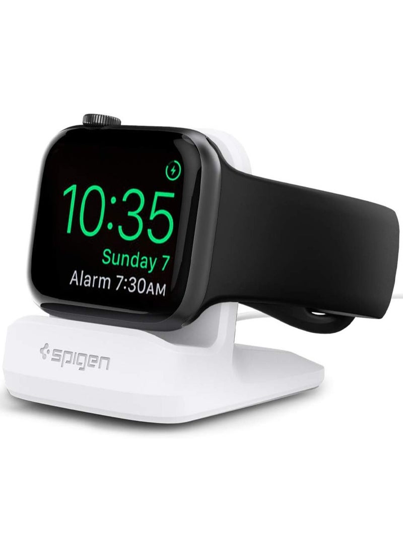 Spigen S350 Charger Stand for Apple Watch Ultra 49mm, Series 8/7/6/SE2/SE/5/4/3/2/1 (45mm/44mm/42mm/41mm/40mm/38mm) Durable TPU with Non-Slip Stable Base - White  - Image 1