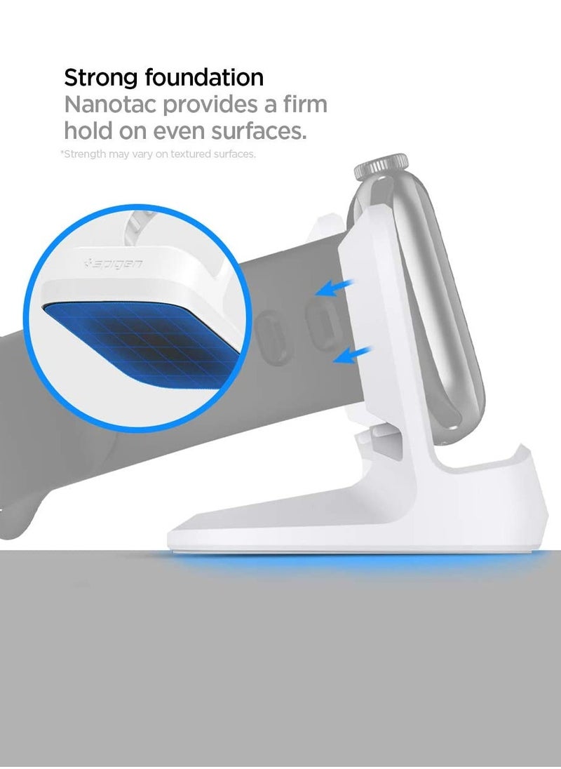 Spigen - S350 Charger Stand for Apple Watch Ultra 49mm, Series 8/7/6/SE2/SE/5/4/3/2/1 (45mm/44mm/42mm/41mm/40mm/38mm) Durable TPU with Non-Slip Stable Base - White - Image 1