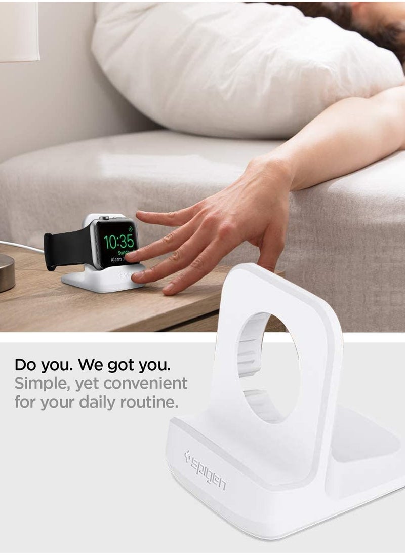 Spigen S350 Charger Stand for Apple Watch Ultra 49mm, Series 8/7/6/SE2/SE/5/4/3/2/1 (45mm/44mm/42mm/41mm/40mm/38mm) Durable TPU with Non-Slip Stable Base - White  - Image 3