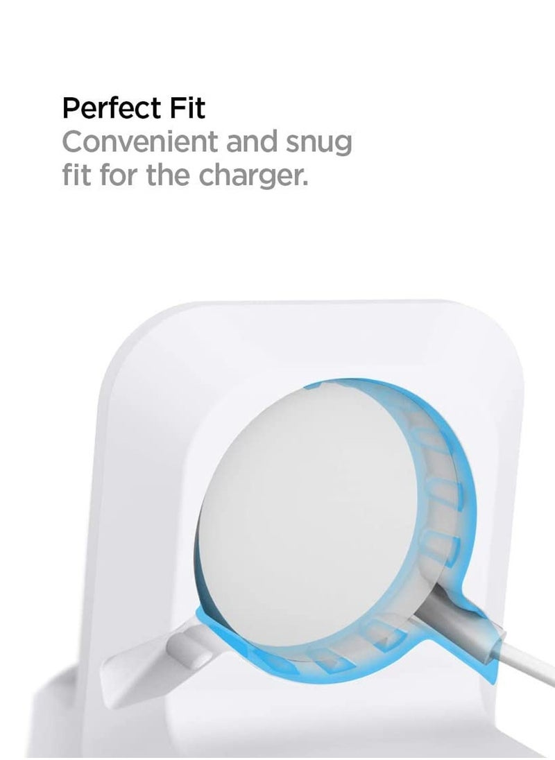 Spigen - S350 Charger Stand for Apple Watch Ultra 49mm, Series 8/7/6/SE2/SE/5/4/3/2/1 (45mm/44mm/42mm/41mm/40mm/38mm) Durable TPU with Non-Slip Stable Base - White - Image 1