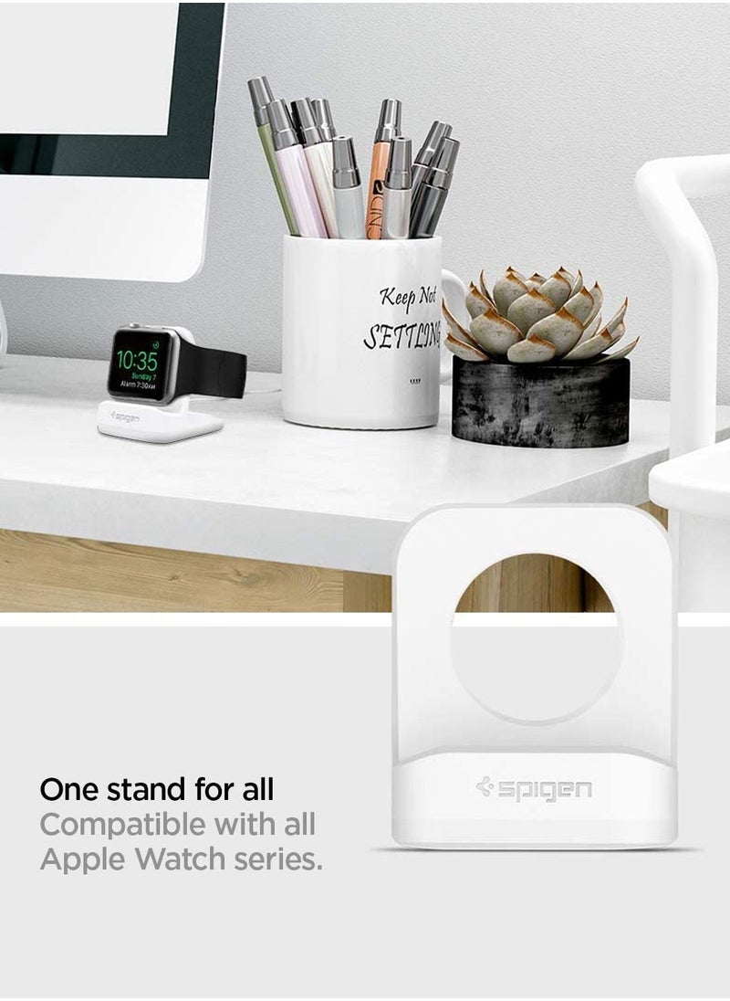 Spigen S350 Charger Stand for Apple Watch Ultra 49mm, Series 8/7/6/SE2/SE/5/4/3/2/1 (45mm/44mm/42mm/41mm/40mm/38mm) Durable TPU with Non-Slip Stable Base - White  - Image 4