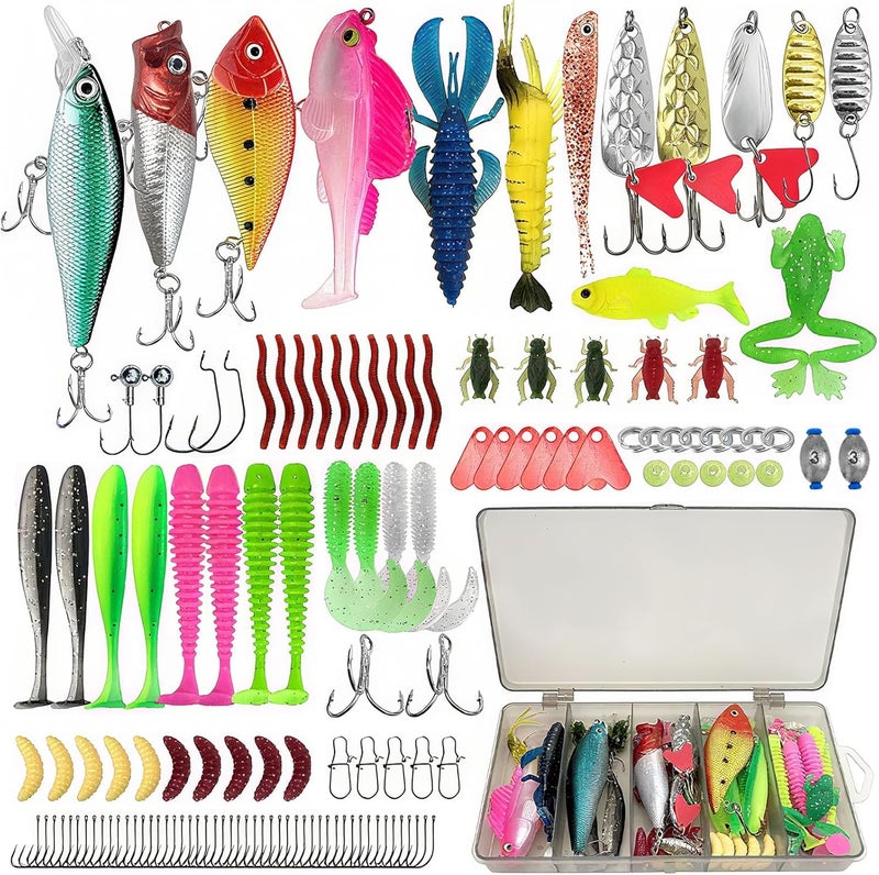 HYRAINBOW 133 PCS Fishing Lures Kit with Tackle Box - Crankbaits, Hooks, Jigs, and More - Image 1