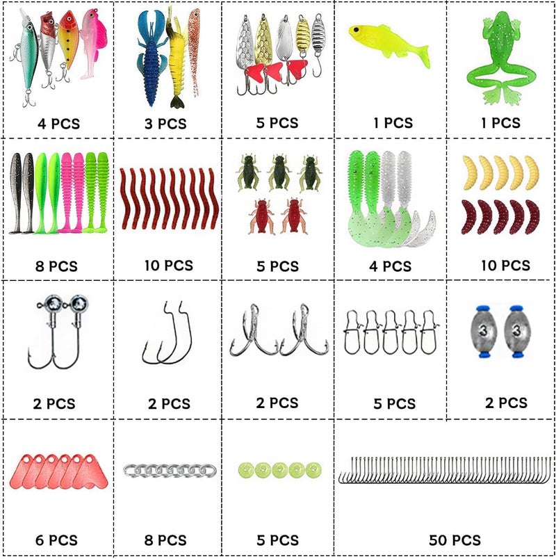 HYRAINBOW 133 PCS Fishing Lures Kit with Tackle Box - Crankbaits, Hooks, Jigs, and More - Image 2