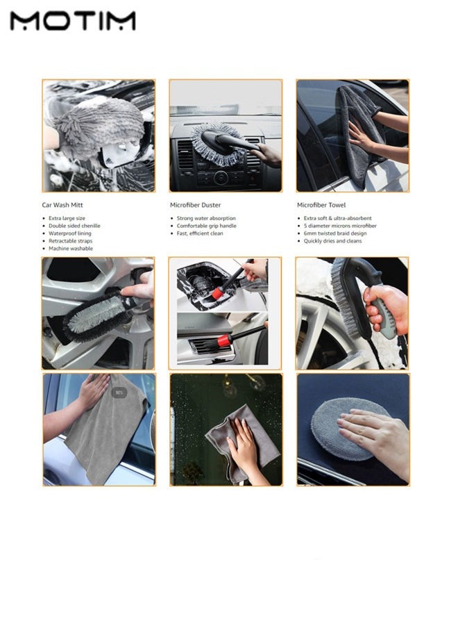 Motim 10 Pieces Car Car Care Kit Cleaning Kit for Car Bike Home and Multi Purpose Cleaning  - Image 2