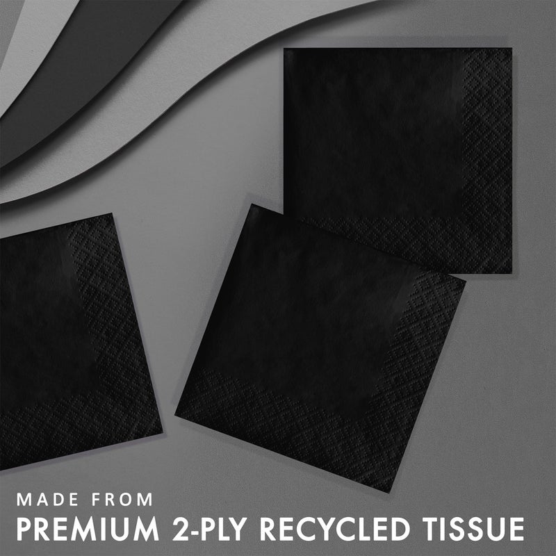 Creative Converting Touch of Color 200 Count 2-Ply Paper Beverage Napkins, Black Velvet - Image 2