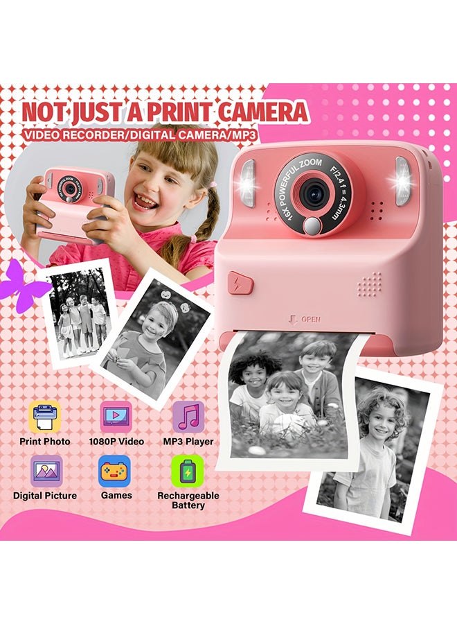 XiuWoo Instant Print Camera for Kids, Christmas Birthday Gifts for Age 3-12, 2.4 Inch Screen Inkless Children Selfie Digital Camera, Toddlers Portable Travel Toys for 3 4 5 6 7 8 Year Old Girls Boys - Image 2