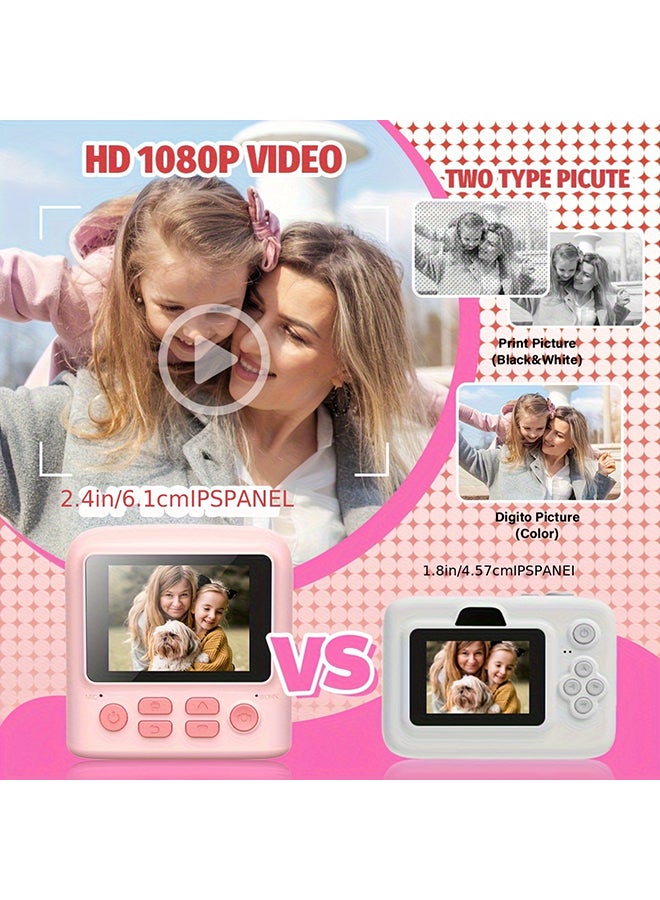 XiuWoo Instant Print Camera for Kids, Christmas Birthday Gifts for Age 3-12, 2.4 Inch Screen Inkless Children Selfie Digital Camera, Toddlers Portable Travel Toys for 3 4 5 6 7 8 Year Old Girls Boys - Image 4