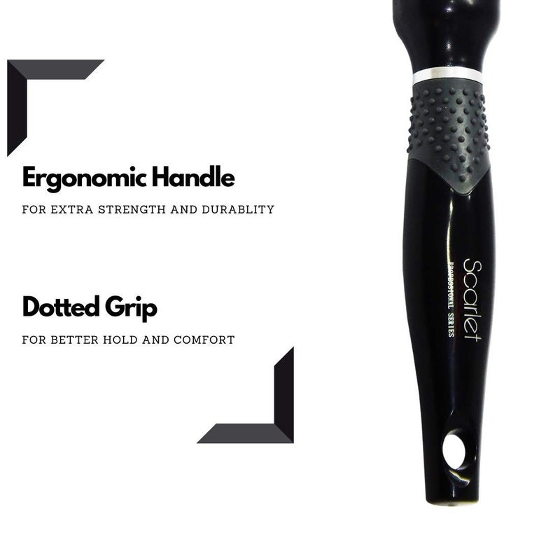 Scarlet Line Professional Matte Medium Hot Curling Hair Brush with Ceramic Bristle and Anti Slip Rubber Grip on Handle for Men n Women 33 mm - Image 5