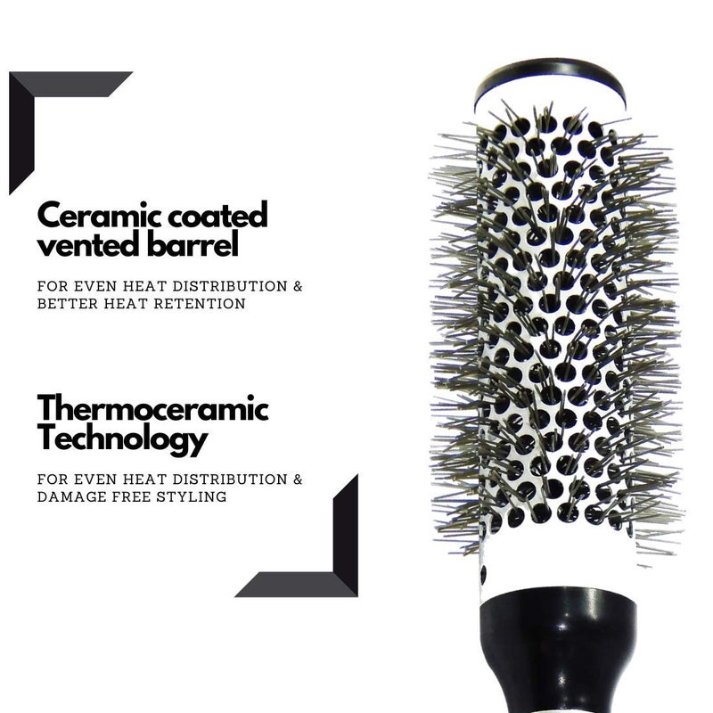 Scarlet Line Professional Matte Medium Hot Curling Hair Brush with Ceramic Bristle and Anti Slip Rubber Grip on Handle for Men n Women 33 mm - Image 4