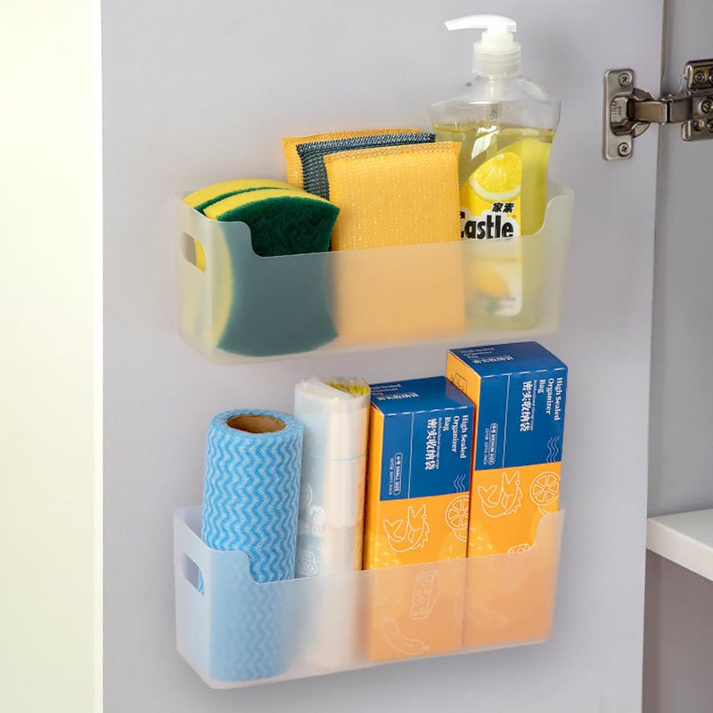 IGUOCY 2 Pcs Kitchen Cabinet Door Organizer,Adhesive Mount Inside Cabinet Door Storage,Under Sink Door Storage Shelf for Kitchen,Bathroom,Office,Garage,Craft Room (Transparent) - Image 1