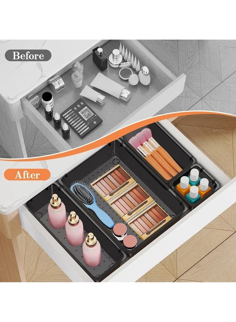rayze 25 PCS Plastic Drawer Organizer Set, 4-Size Versatile Organizer Trays & storage Bins for Makeup, Jewelry, and Gadgets in Bathroom, Bedroom and Office - Image 4