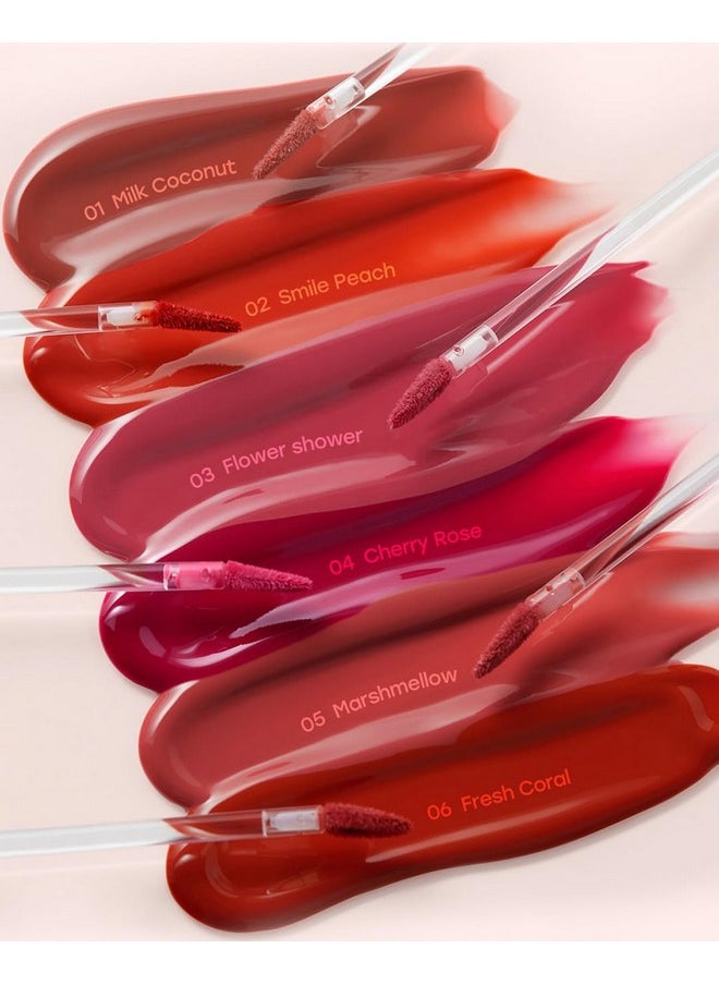 Touch in Sol - Touch in Sol Vegan Again Juicy Glossy Lip Tint - High Pigmented & Glossy Korean Lip Tint - Shiny Translucent Color - Glowy Hydrated Lips, Moisturizing and Plumping, 0.13 fl.oz. (02 Smile Peach) - Image 1