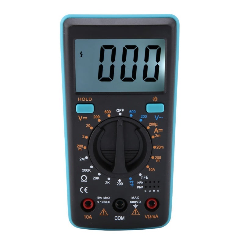 Multimeter: Portable Compact Ergonomic Design - Large Backlight LCD Display for Clear Low-Light Readability, Measures Voltage Current Resistance Capacitance for Electricians Hobbyists Home Use - Image 1