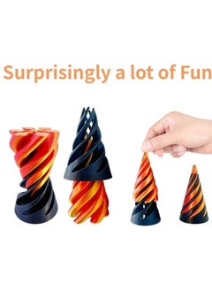 General Impossible Pyramid Passthrough Sculpture, Pass Through Pyramid Fidget Toy,3D Printed Spiral Cone, Toy Spiral Cone Fidget Toy Stress Relief Desk Toy, Pyramid Model Relax Anxiety Toy for Adult, Blue  - Image 4