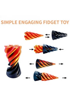 General Impossible Pyramid Passthrough Sculpture, Pass Through Pyramid Fidget Toy,3D Printed Spiral Cone, Toy Spiral Cone Fidget Toy Stress Relief Desk Toy, Pyramid Model Relax Anxiety Toy for Adult, Blue  - Image 2