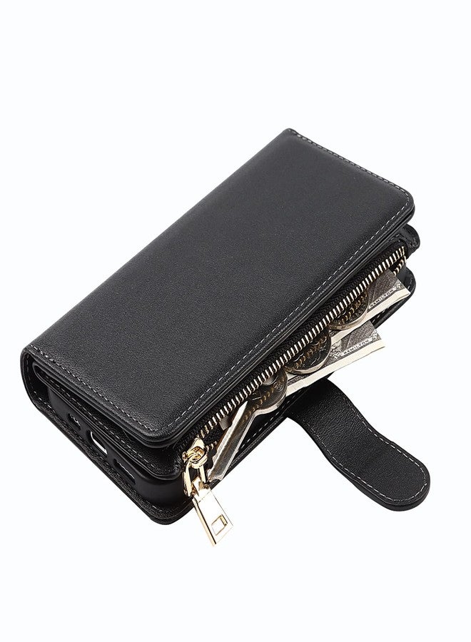 Jaorty for iPhone 13/14 Phone Case Wallet with Card Holder, Crossbody Case with Strap Shoulder Lanyard, Zipper Pocket PU Leather Purse for iPhone 13, 6.1 Inch Black - Image 4