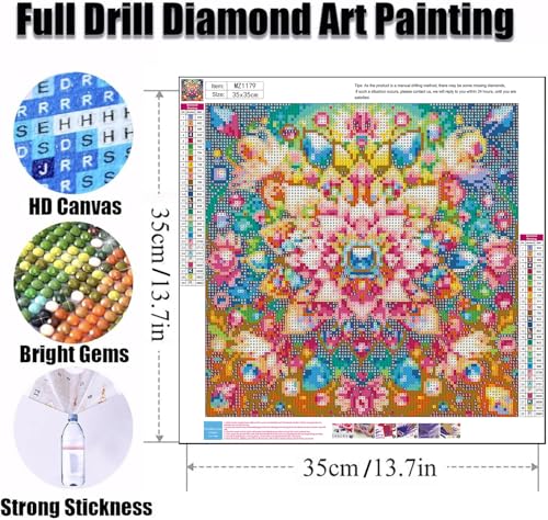 Ekuxom Mandala Diamond Art Kits for Adults-Flowers Diamond Painting Kits for Adults-5D DIY Full Round Drill Gem Art for Home Wall Decor Gifts 14x14inch - Image 2