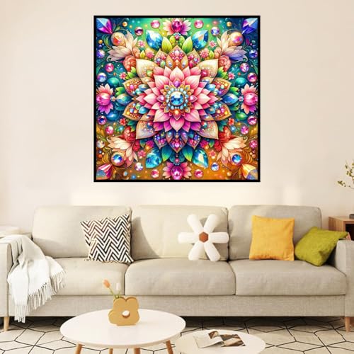 Ekuxom Mandala Diamond Art Kits for Adults-Flowers Diamond Painting Kits for Adults-5D DIY Full Round Drill Gem Art for Home Wall Decor Gifts 14x14inch - Image 5