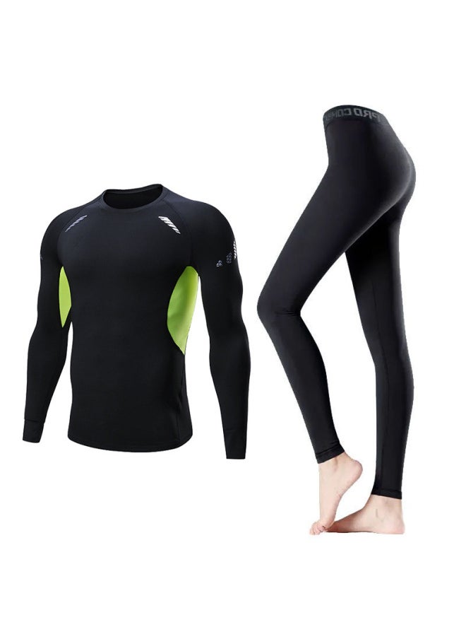 Generic - Swimsuit Women's Split Large Size Conservative Swimming Trunks For Chubby Girls Long-sleeved Trousers For Students Sunscreen Diving Suit-Color:Women-silk Screen Two-piece (long Sleeve)-Size:L - Image 1