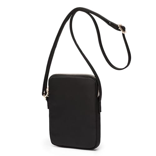 YONBEN Small Crossbody Purse Zipper Cell Phone Bag Mini Shoulder Purse Wallet Smart Phone Wallet with Credit Card Solts (Black-Nylon) - Image 1