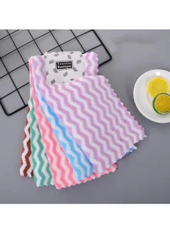 Generic Super Absorbent Microfiber Non Stick Oil Anti-grease Efficient Washing Dish Dirt Cleaning Kitchen Towel - 5pcs (Random Colors)  - Image 1