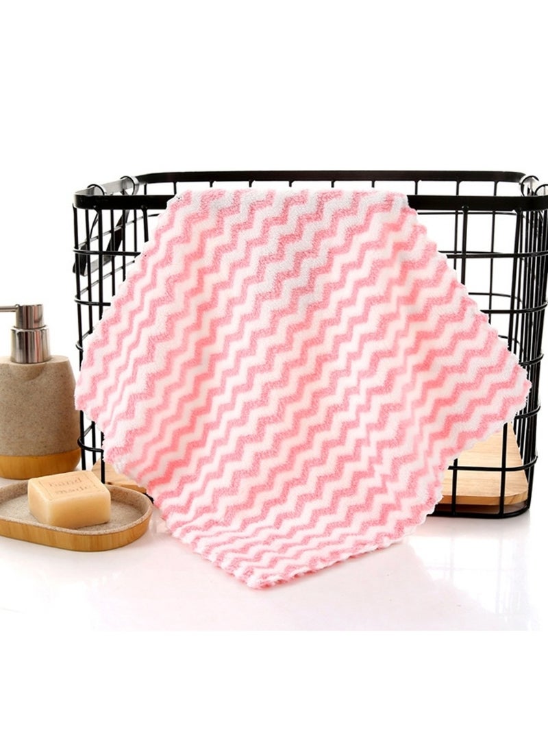 ماركة غير محددة Super Absorbent Microfiber Non Stick Oil Anti-grease Efficient Washing Dish Dirt Cleaning Kitchen Towel - 5pcs (Random Colors)  - Image 3