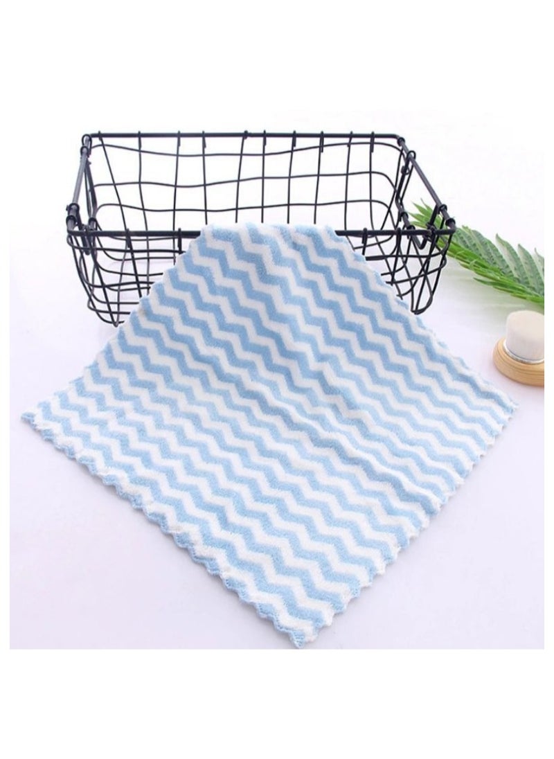 ماركة غير محددة Super Absorbent Microfiber Non Stick Oil Anti-grease Efficient Washing Dish Dirt Cleaning Kitchen Towel - 5pcs (Random Colors)  - Image 4