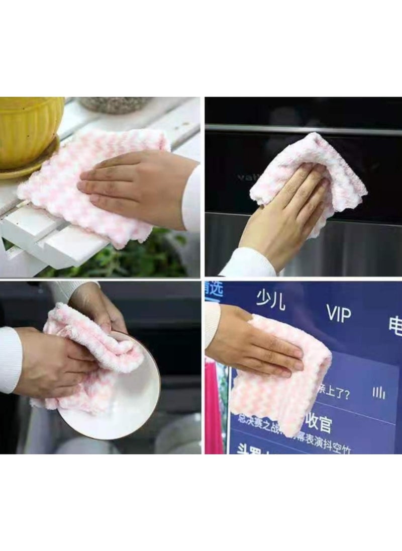 ماركة غير محددة Super Absorbent Microfiber Non Stick Oil Anti-grease Efficient Washing Dish Dirt Cleaning Kitchen Towel - 5pcs (Random Colors)  - Image 5