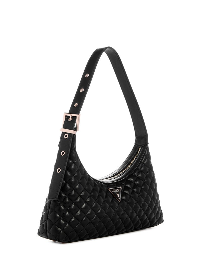 GUESS GUESS Eco Rianee Quilted Shoulder Bag Black - Image 2