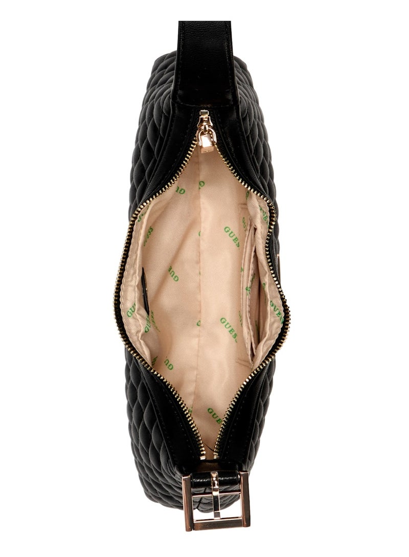 GUESS GUESS Eco Rianee Quilted Shoulder Bag Black - Image 3