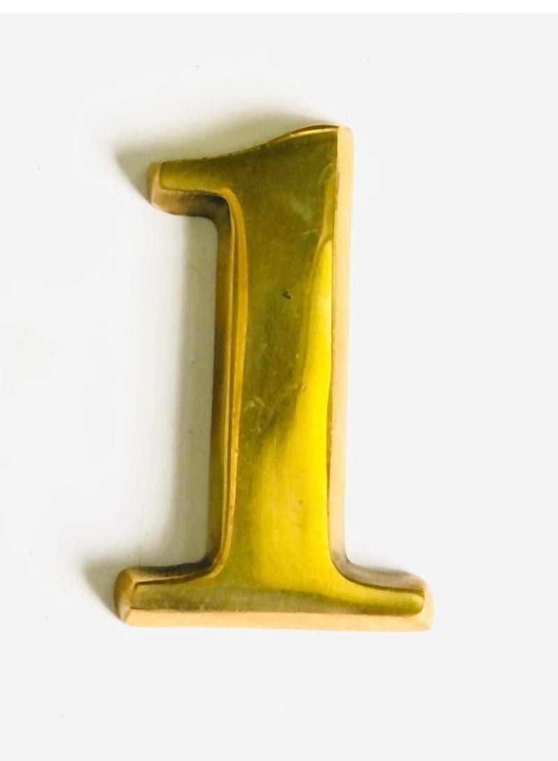 Door sign 1 – Wooden door accessories, apartment door numbers, material: brass, Egyptian-made, brass color